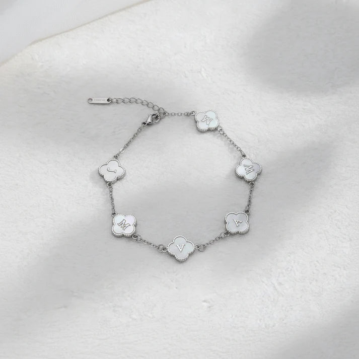 Custom Mother of Pearl Clover Letter Necklaces and necklace sets