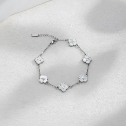 Custom Mother of Pearl Clover Letter Necklaces and necklace sets