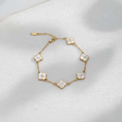 Custom Mother of Pearl Clover Letter Necklaces and necklace sets