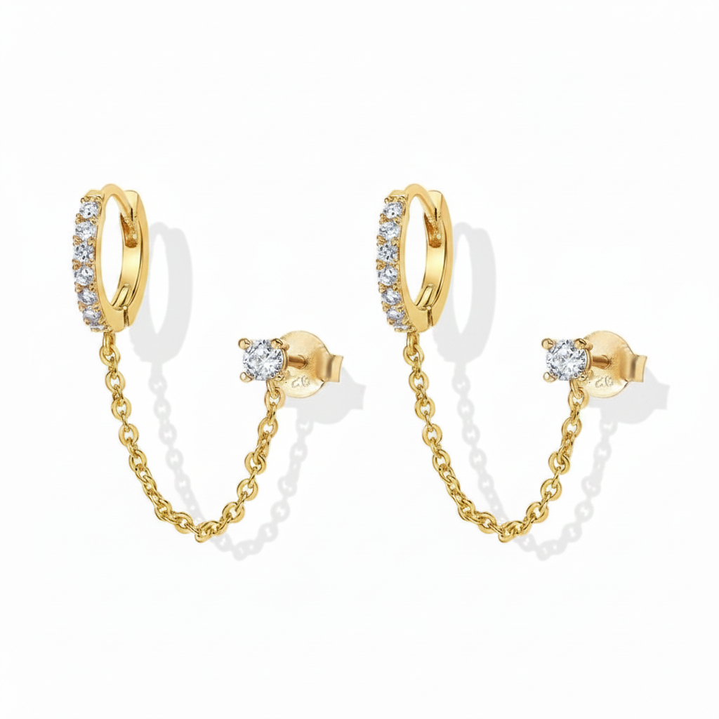 S925 Silver Single-Row Diamond Stud Earrings