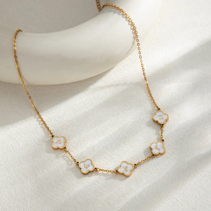Custom Mother of Pearl Clover Letter Necklaces and necklace sets