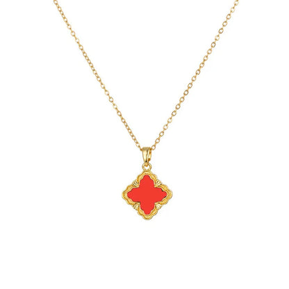 18k gold rhombus-shaped four-leaf clover necklace, bracelet, earrings, and ring set