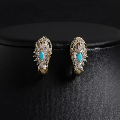 S925 Silver Needle Zircon Snake Stud Earrings