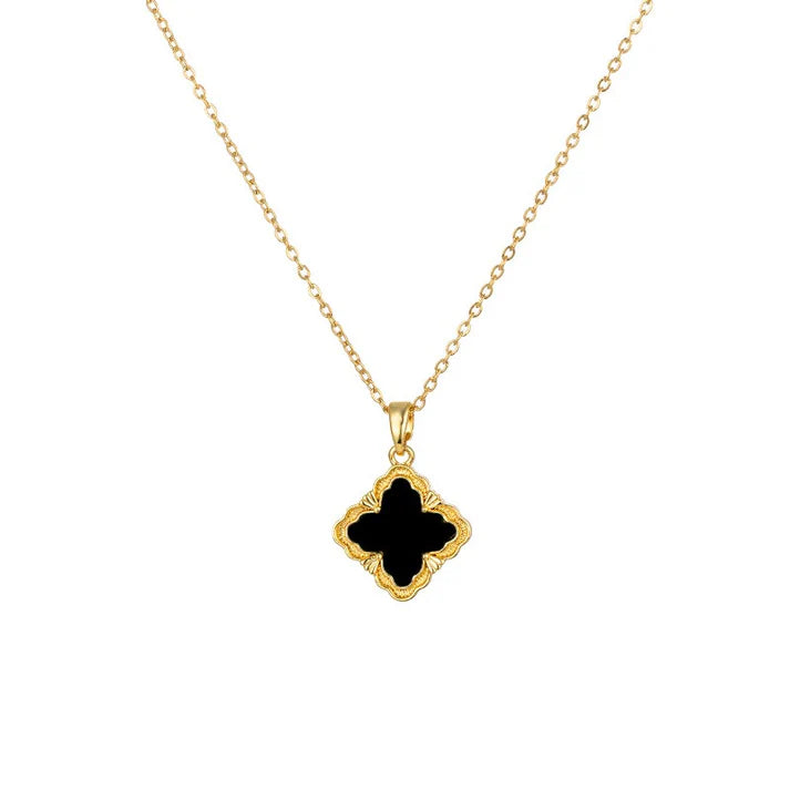 18k gold rhombus-shaped four-leaf clover necklace, bracelet, earrings, and ring set