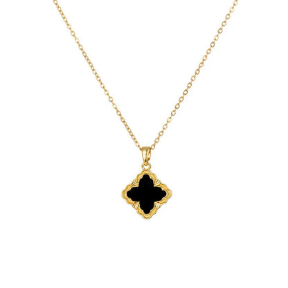 18k gold rhombus-shaped four-leaf clover necklace, bracelet, earrings, and ring set